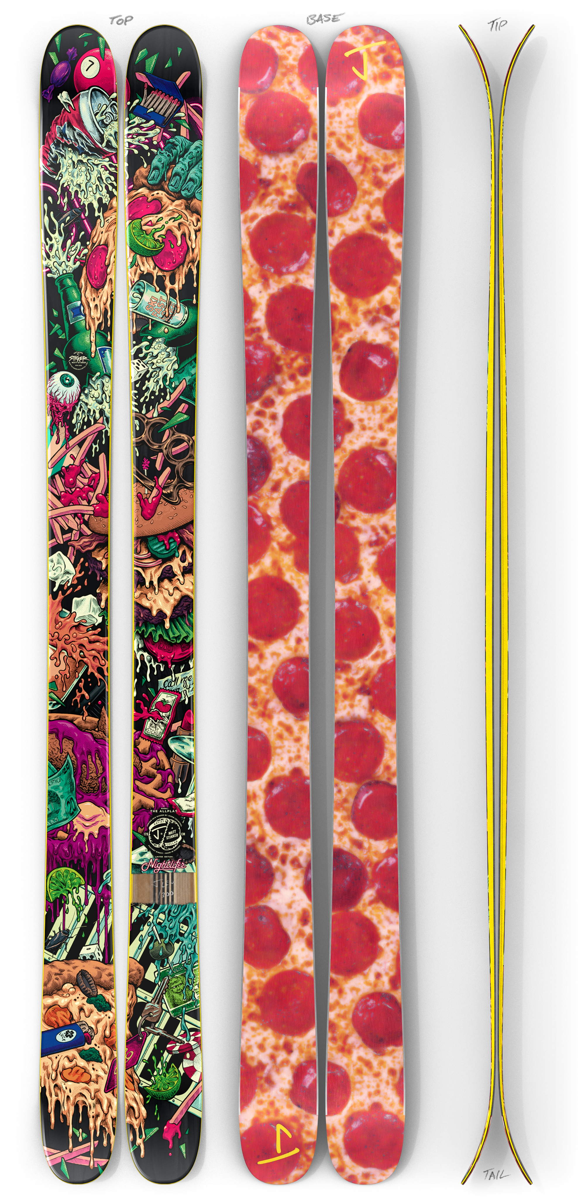その他 ski And Jakes - Approach With Cautio Allplay Nightlifer Twin Tip Ski | J Skis x Matt Stikker 97mm – J skis
