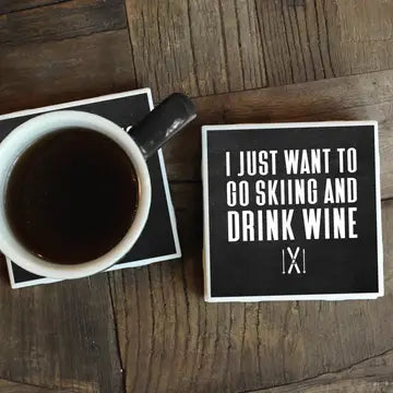Ski and Drink Wine Coaster